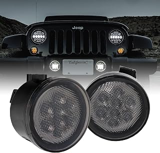 TrueMods Smoked LED Turn Signal Lights with DRL for Jeep Wrangler JK 2007-2018 - Amber LEDs, IP66 Waterproof