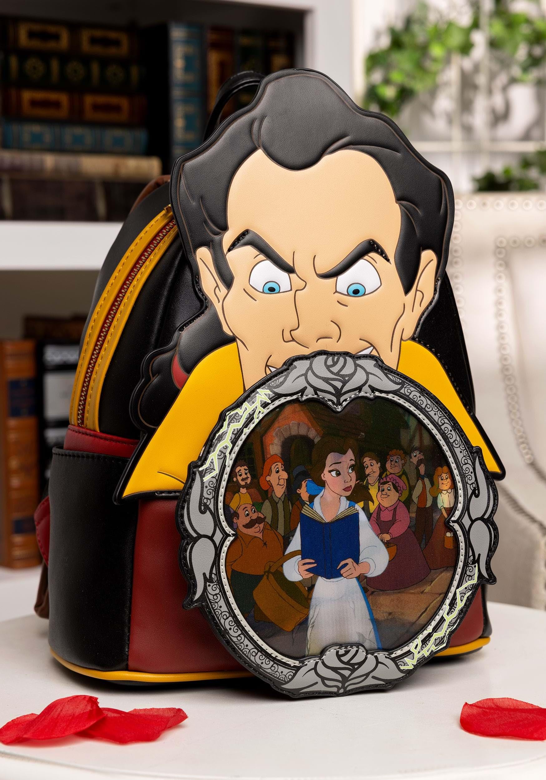 Gaston/Beauty and the Beast Backpack with Mirror Design Amazon.com: Loungefly Disney Villains Scene Gaston MINI  main image 2