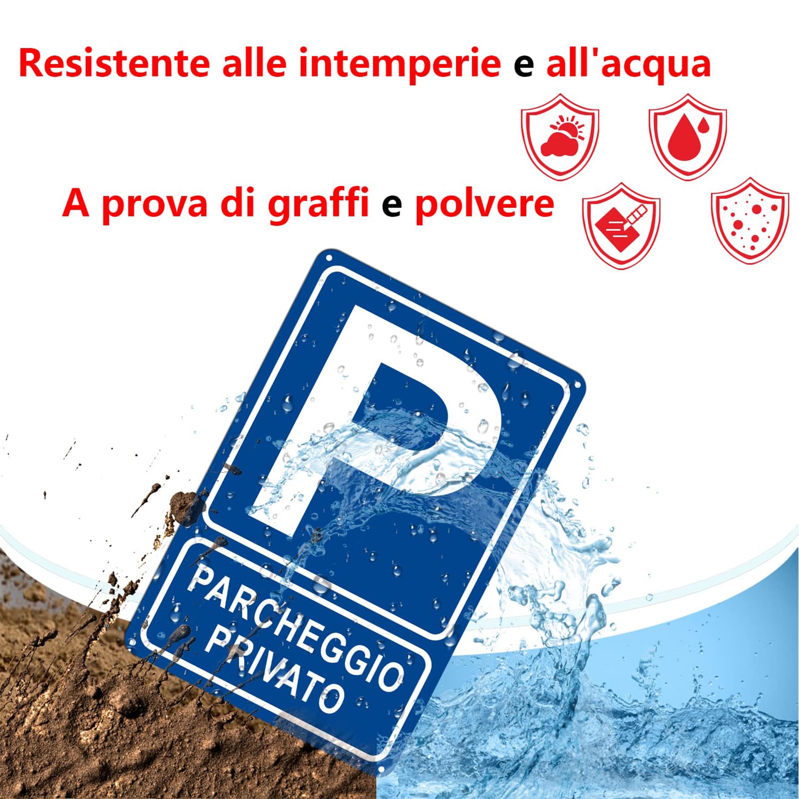 Cartello "Privato" Per Parcheggio - Pannello Alluminio 15x20, 30x20, 45x30 Cm - Antigraffio E Resistente Alle Intemperie Con Fori