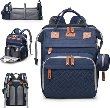 Baby Diaper Bags Backpack with Changing StationUp-Blue