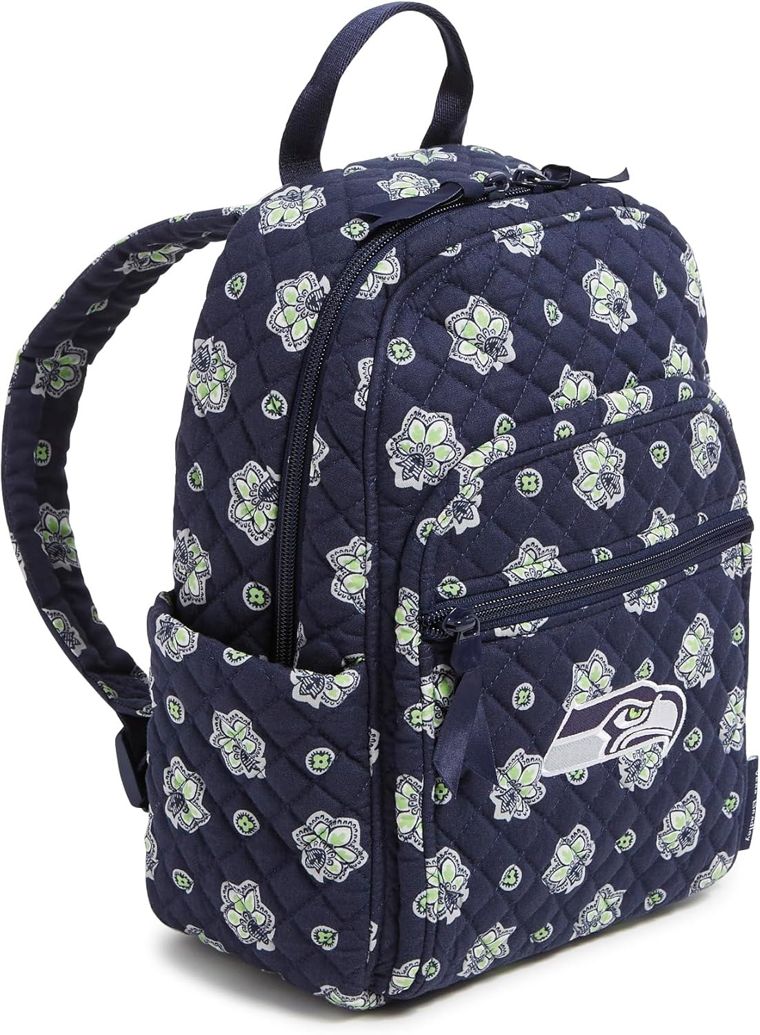 Vera Bradley Women's Cotton Nfl Small Backpack (Multiple Teams Available), Seattleseahawksonnavy/Neongreenbandana, One Size
