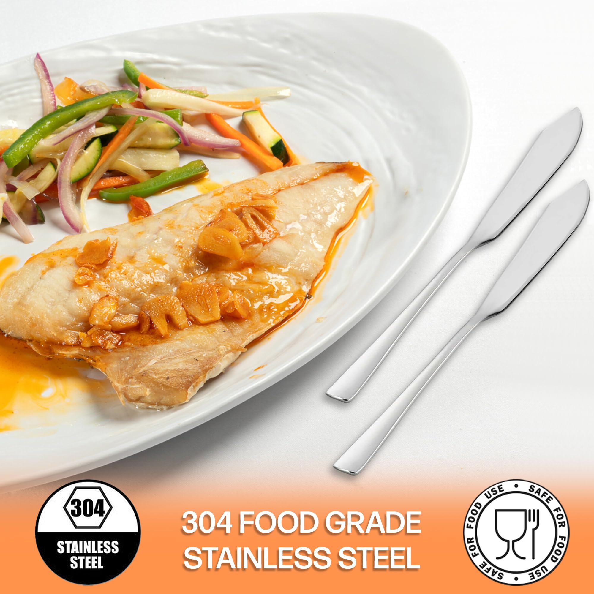 Cuchillo de pescado acero inoxidable 6 piezas acabado brillante diseño ergonomico cortes precisos faciles de limpiar aptos para lavavajillas