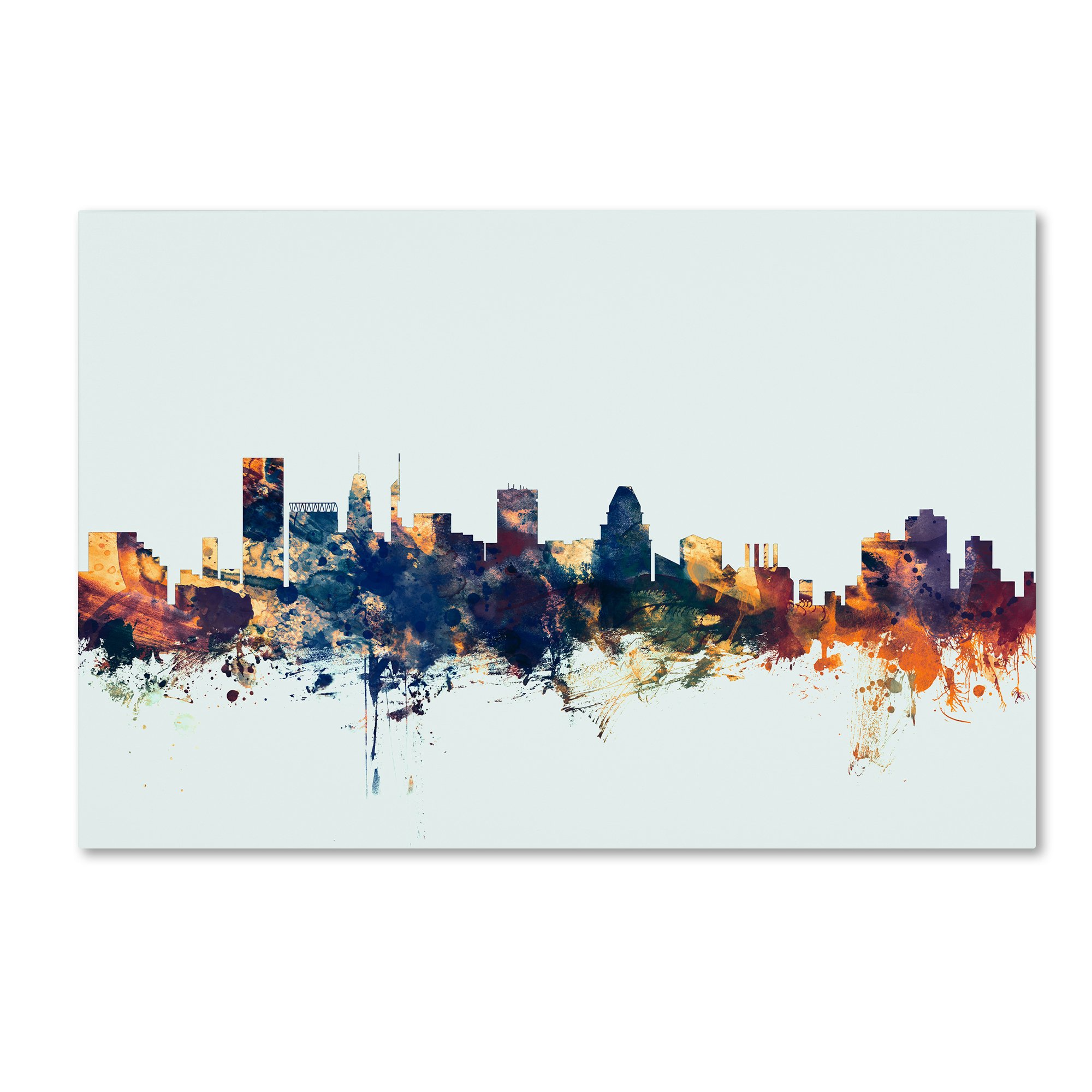 Trademark Fine ArtMT1120-C2232GG Baltimore MD Skyline Blue by Michael Tompsett, 22x32-Inch, 22 in x 32 in