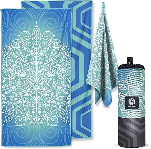 VENTURE 4TH Toalla de playa de microfibra secado rápido, compacta, sin arena, absorbente, a prueba de arena y ligera, perfecta para camping, playa y