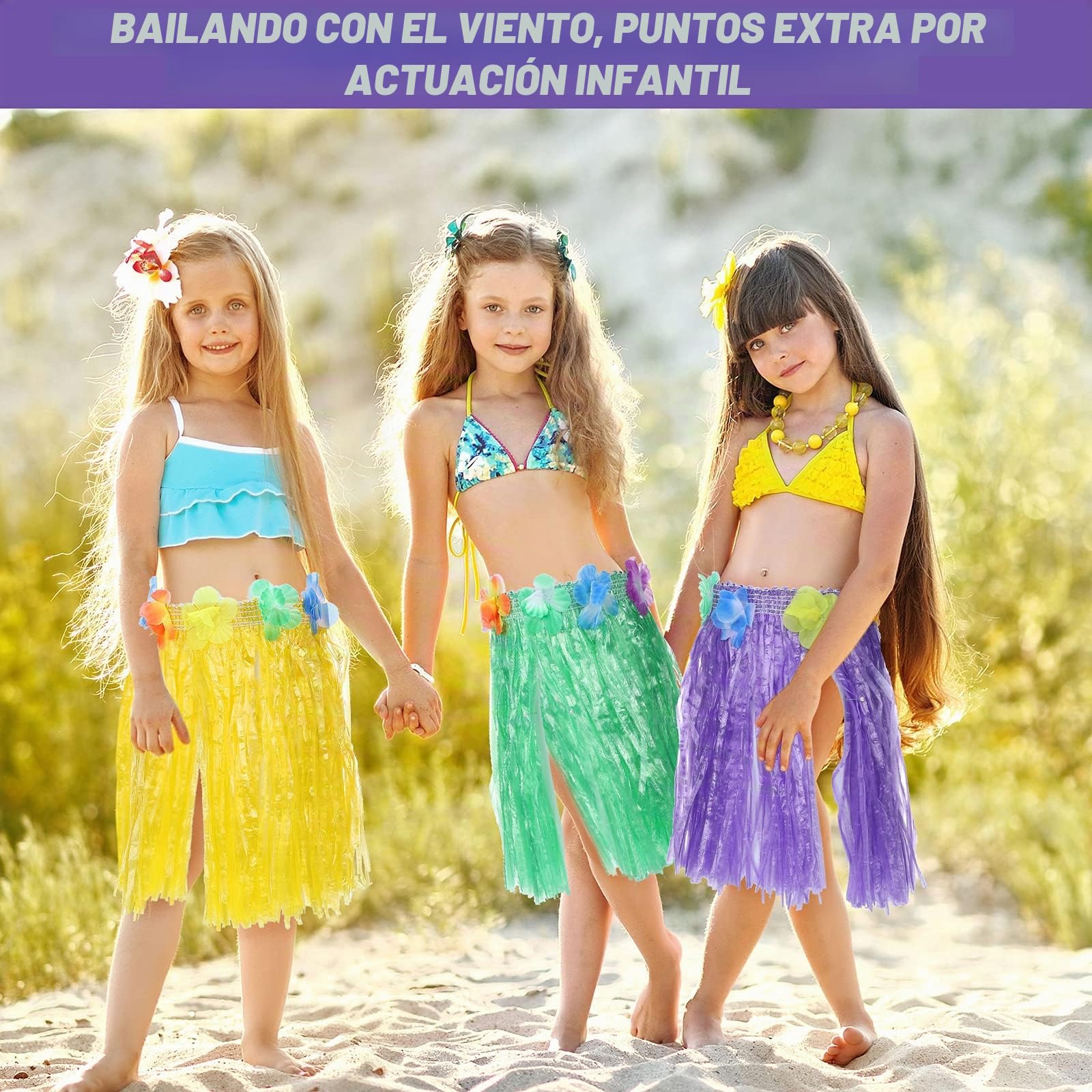 Sumind 30 Faldas de Luau Hula Coloridas para Niñas, 12 Pulgadas