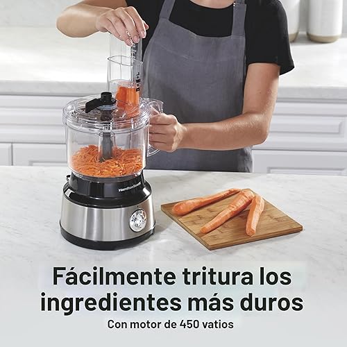 Miniatura 4 de Hamilton Beach - Procesador de alimentos y picador de verduras para cortar rayar picar y hacer puré 10 tazas con raspador de tazón acero inoxidable