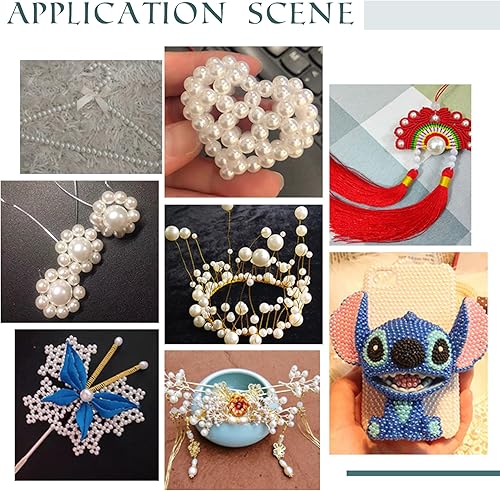 Miniatura 7 de NBEADS 300 cuentas de perlas europeas de plástico, color blanco cremoso, agujero grande, perlas de imitación de plástico, perlas de imitación
