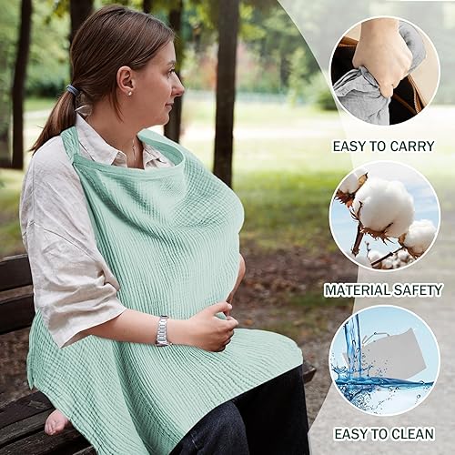 Miniatura 5 de Funda de lactancia para bebé, 360 de algodón transpirable de algodón transpirable integrado y bolsillo - Funda versátil para lactancia materna,