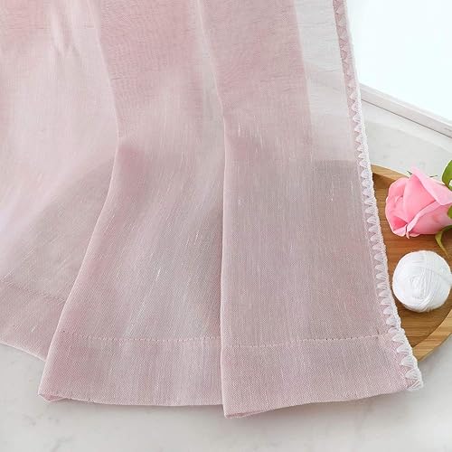 Miniatura 5 de MISS SELECTEX Cortinas traslúcidas de lino natural  Cortinas semitransparentes con borde texturizado con ojales en la parte superior, para ventana