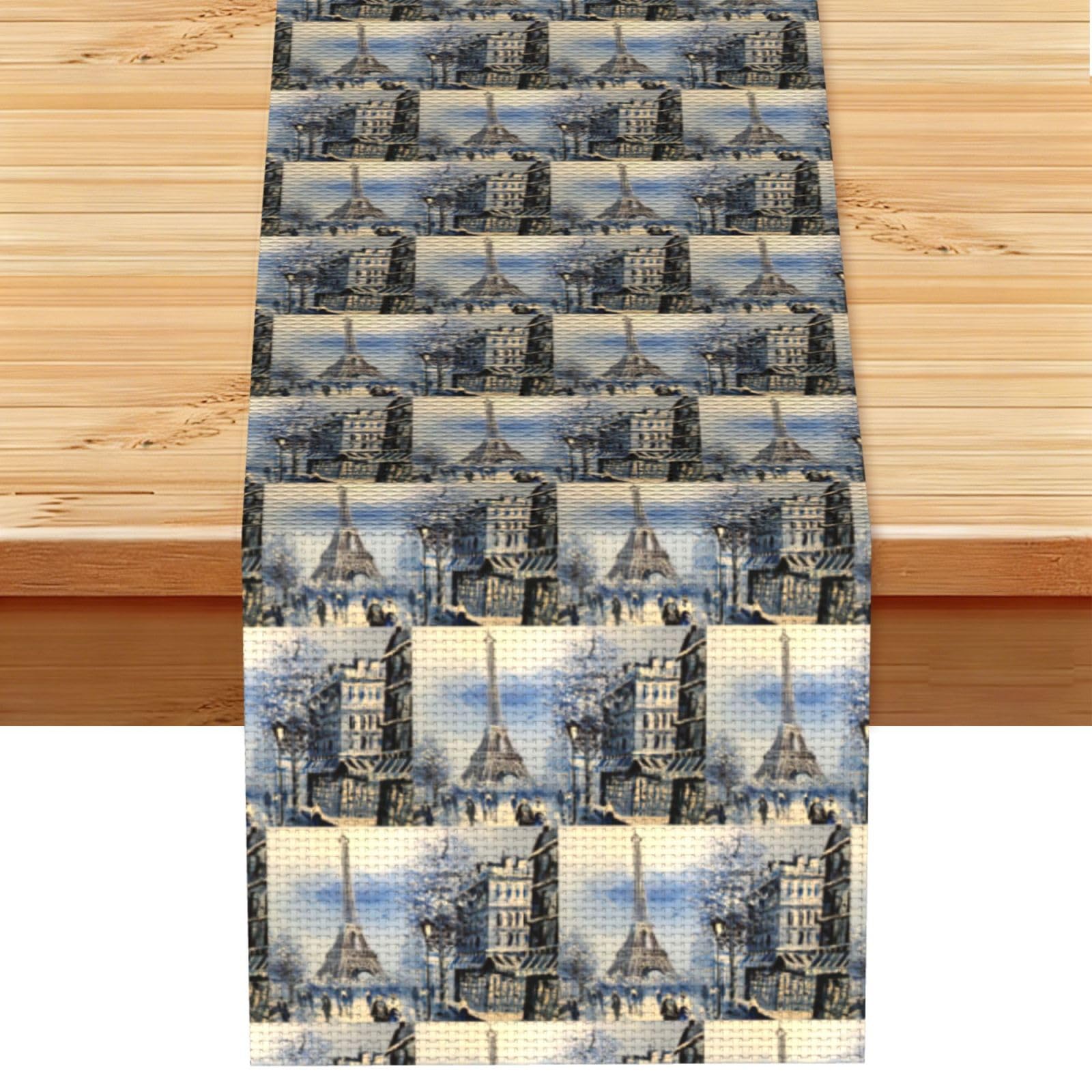 Romantic Paris Eiffel Tower Stylish Printed Table Cloth, Decorative Table Runner 13x72in for Home, Party and Banquet Home Decor