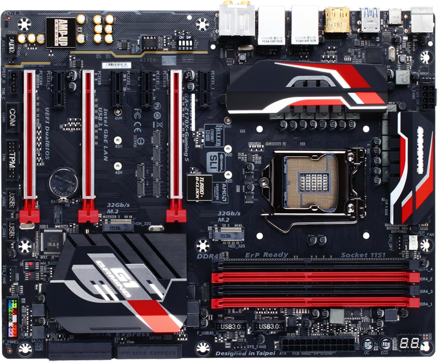 Motherboard Fit for GIGABYTE GA-Z170X-Gaming 5 for 6/7th Gen Intel LGA 1151 with I/O Back Plate Shield - Industrial Packaged，Non-Original Packaging