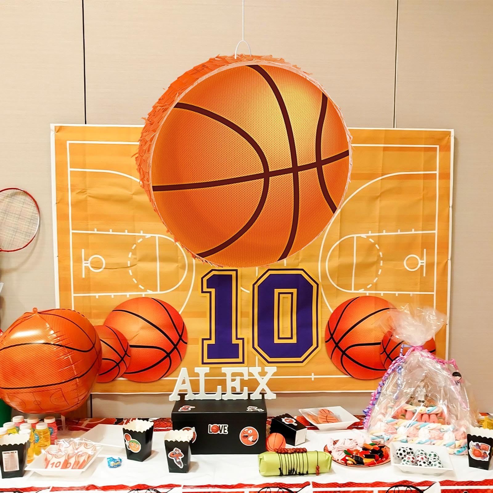 MagiDeal Piñata de Baloncesto, artículos para Fiestas temáticas Deportivas, Confeti, Regalos, máscara de Ojos, Accesorios, Actividad de Fiesta Infantil, música