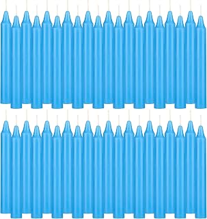 SRG 40 pcs Unscented Light Blue Mini Taper Candle, 4 Inch Tall x 1/2 Inch Diameter, Great for Casting Chimes, Rituals, Spells, Vigil, Witchcraft, Wiccan Supplies, Wax Play & More