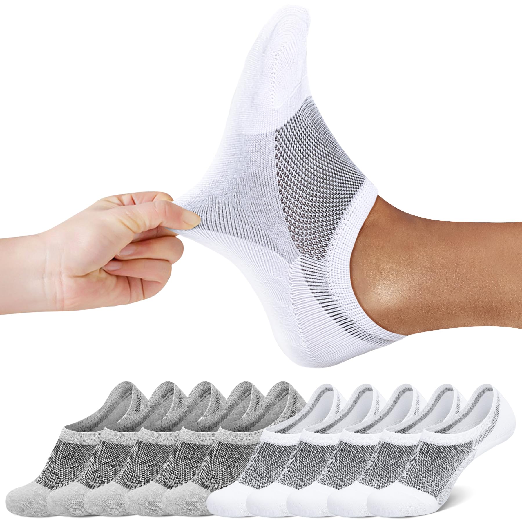 FALARY Sneaker Socken Damen & Herren 10 Paar Füßlinge Sneakersocken Unsichtbare Füsslinge Footies Gr. 35-50