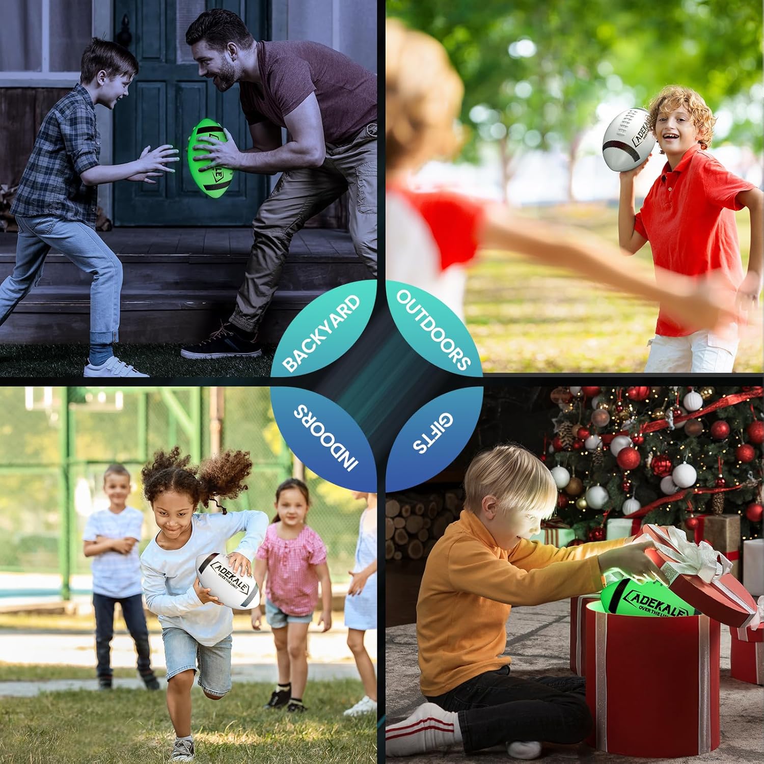 Glow in The Dark Football Size 9, Holographic and Reflective, Sports Accessory Gift for Kids, Boys 8-12, Light Up Ball