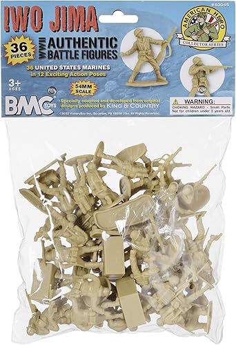 Miniatura 6 de BMC WW2 Iwo Jima US Marines de plástico para hombre - 36 figuras de soldado americano color marrón