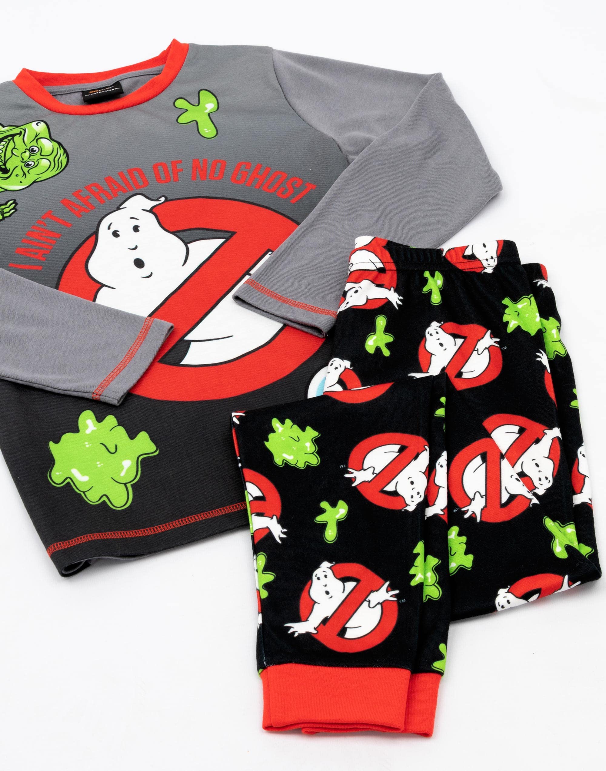 Ghostbusters Kids Pyjamas | Boys Girls Grey Black Ghosts T-Shirt Long Length Bottoms Pjs | Childrens Movie Merchandise