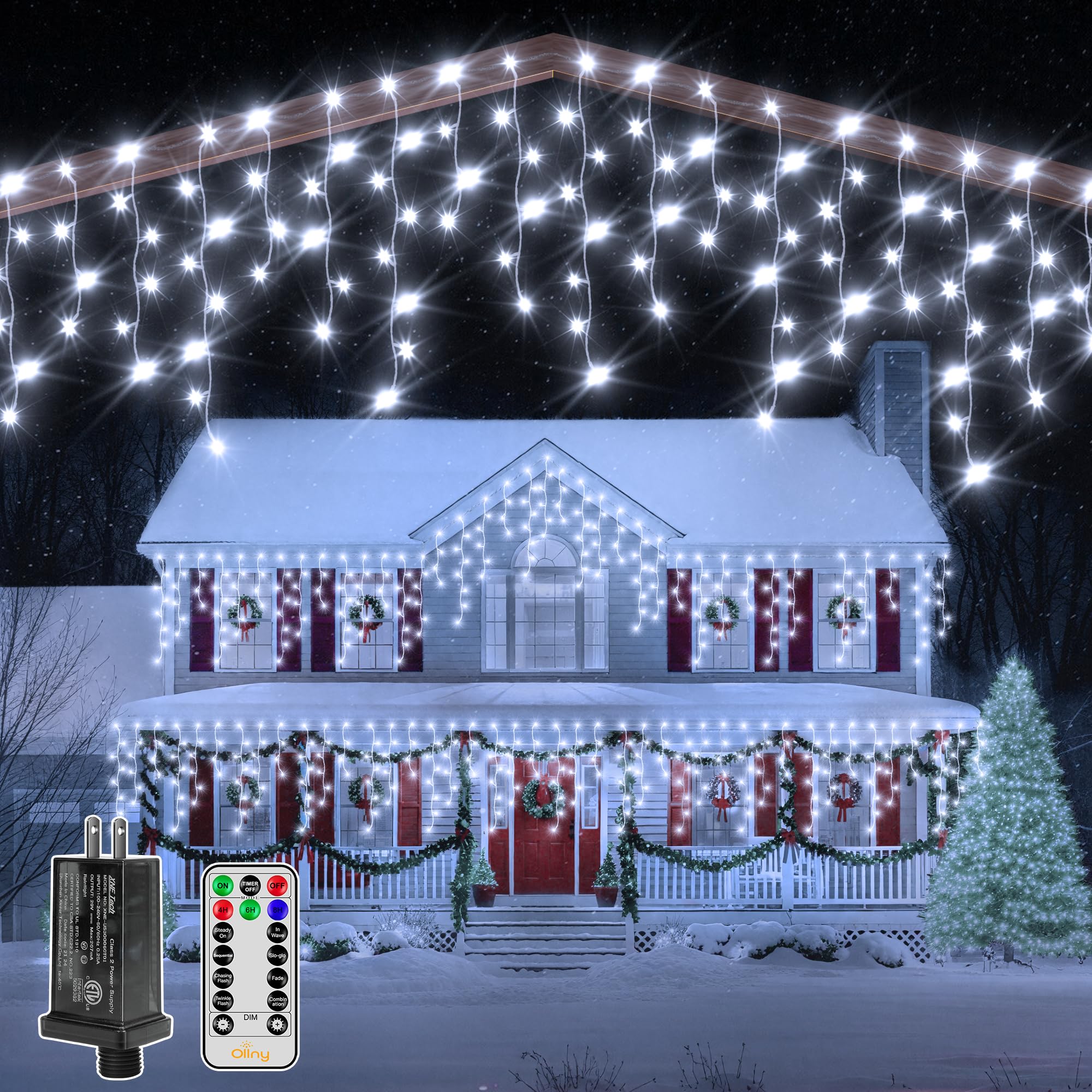 Ollny Icicle Lights for Outside 1000LED 82FT