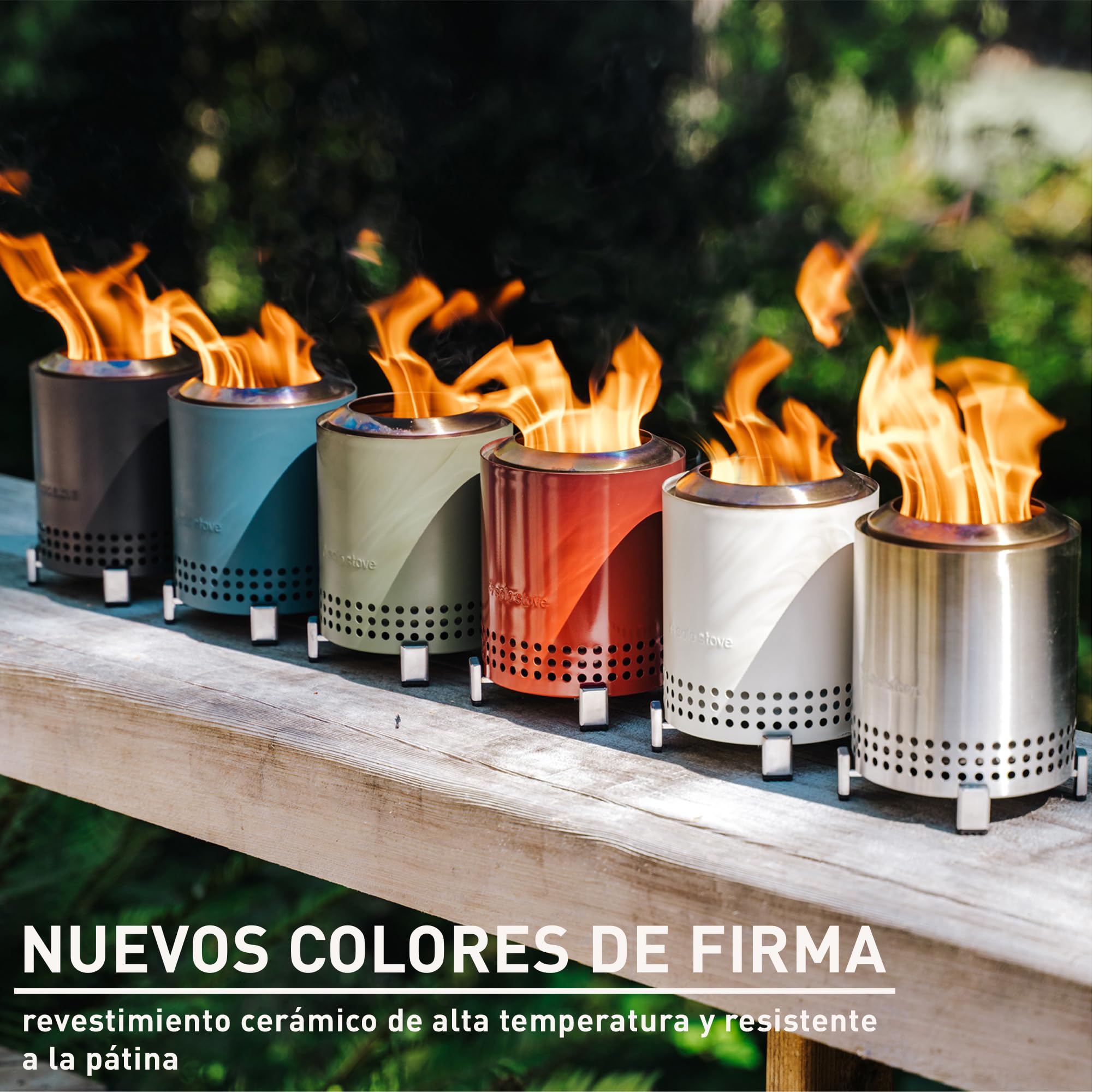 Solo Stove Mesa - Fogata de mesa con soporte, bajo humo, para exteriores, para zonas urbanas y suburbios, alimentada por pellets o madera, combustión segura, acero inoxidable, con bolsa de viaje, 17,5
