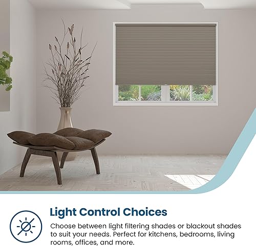 Miniatura 5 de BlindsAvenue Plisado personalizado de  pulgadas, persianas celulares, cono de pino de color, tela opaca disponible en 2 sistemas de elevación