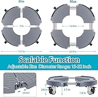 Vista 2 de VANCASTLE Soporte para plantas con ruedas, base de rodillo para plantas de alta resistencia ajustable de 15 a 22 pulgadas, base de rueda Palnt 440