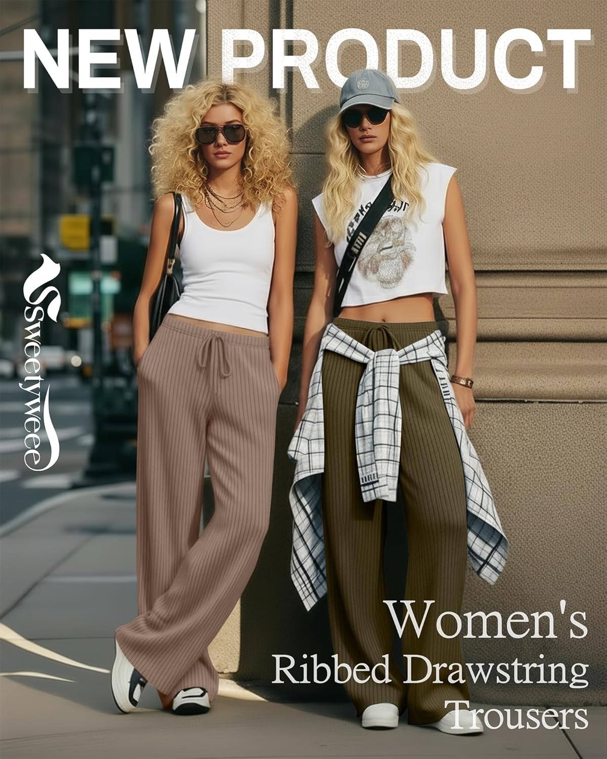 3 Pack Women's Ribbed Knit Lounge Pants Comfy Wide Leg Slacks with Pockets Loose Yoga Sweatpants Casual Joggers - Image 4