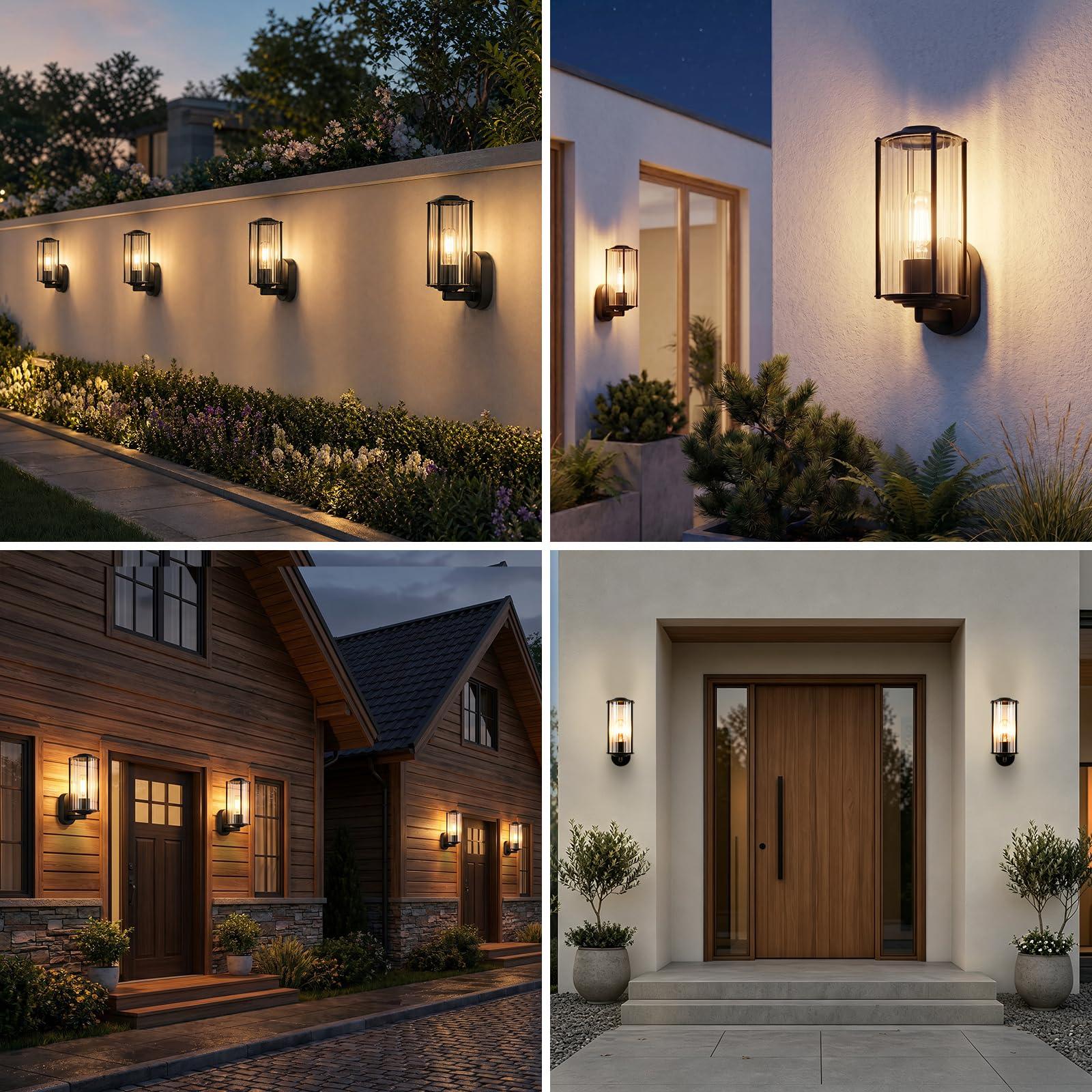 Glitzerlife Wandlampe Aussen Außenleuchte Innen - 2ER Aussenlampe Wand E27 IP65 Wandleuchte Schwarz Außenbeleuchtung Außenwandleuchte für Terrasse Balkon Hauswand Garten MAX.40W ohne Leuchtmittel