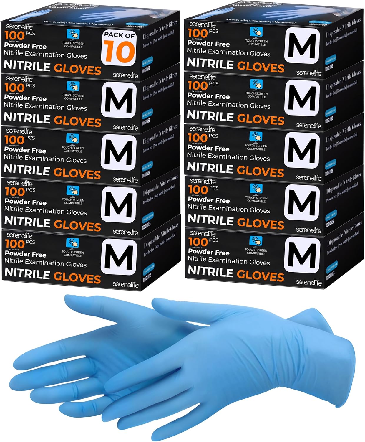 Serenelife Soft Industrial Gloves, Nitrile and Vinyl Gloves, Powder-Free, Textured Grip, Ideal for Cleaning, Food Service, Automotive, Household Work