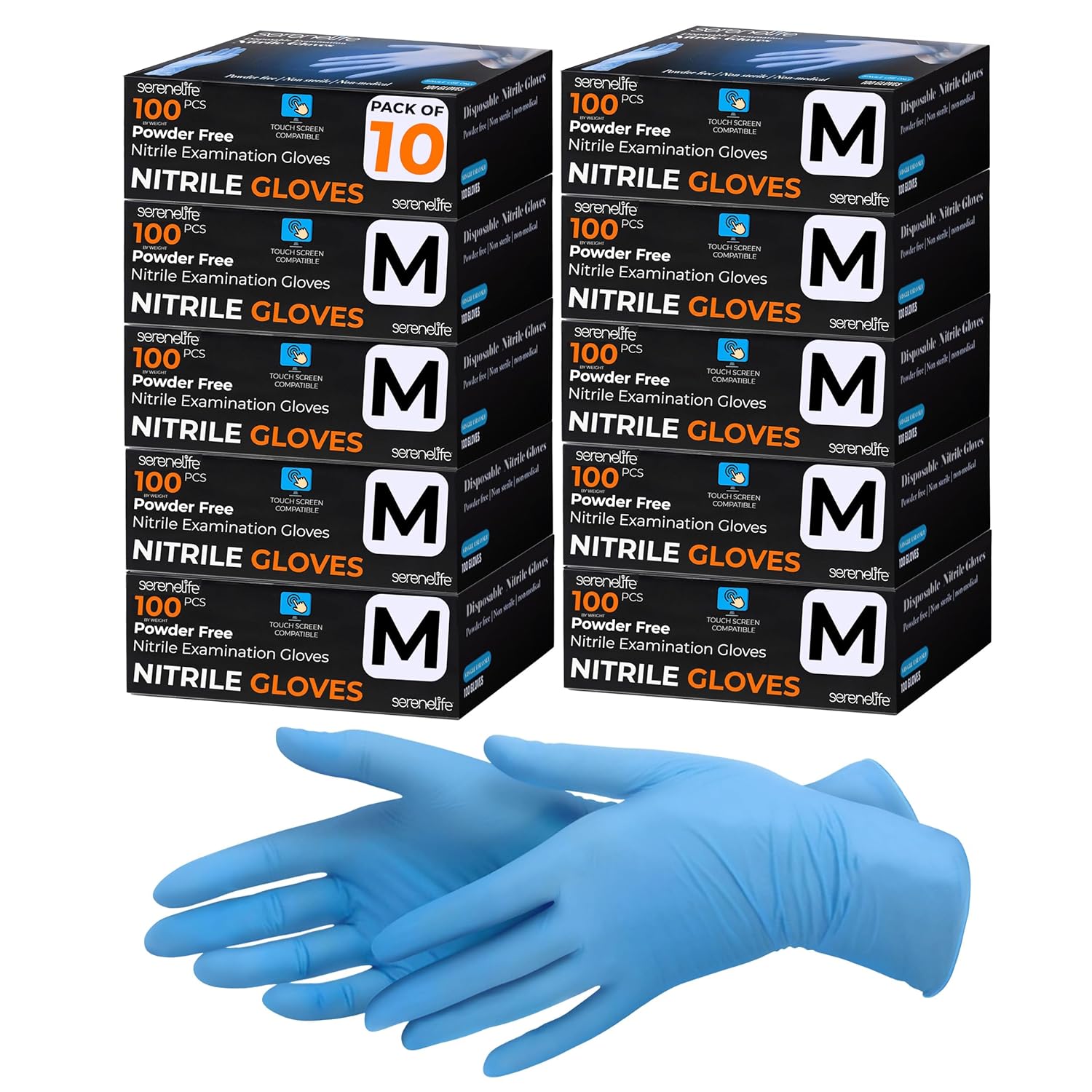 Serenelife Soft Industrial Gloves Nitrile and Vinyl Gloves Powder-Free Textured Grip Ideal for Cleaning Food Service Automotive Household