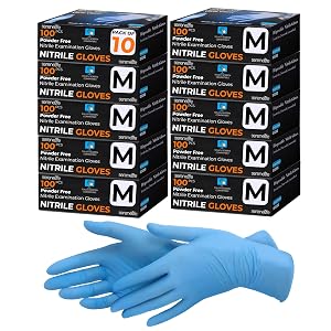 Serenelife Soft Industrial Gloves Nitrile and Vinyl Gloves Powder-Free Textured Grip Ideal for Cleaning Food Service Automotive Household