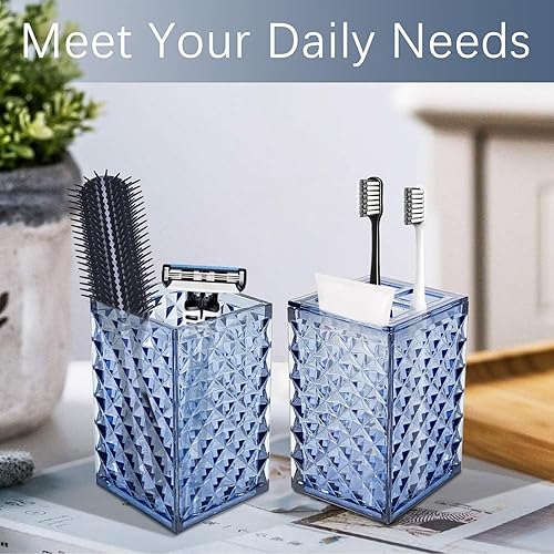 Miniatura 5 de Juego de accesorios de baño, 4 piezas de accesorios acrílicos completos con dispensador de jabón, soporte para cepillos de dientes, jabonera y vaso,