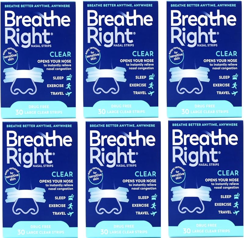 Nasal Strips Clear For Sensitive Skin Large 30 Each (Packs of 6)