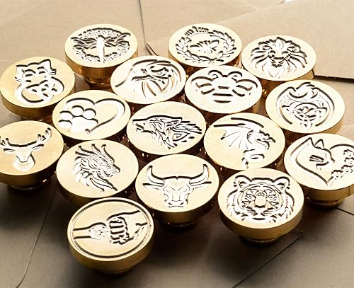 Miniatura 5 de Sellos de cera de sellado de patrones de animales, sellos de cobre y empuñadura de madera, kit de sellos de cera para sobres de tarjetas, embalaje