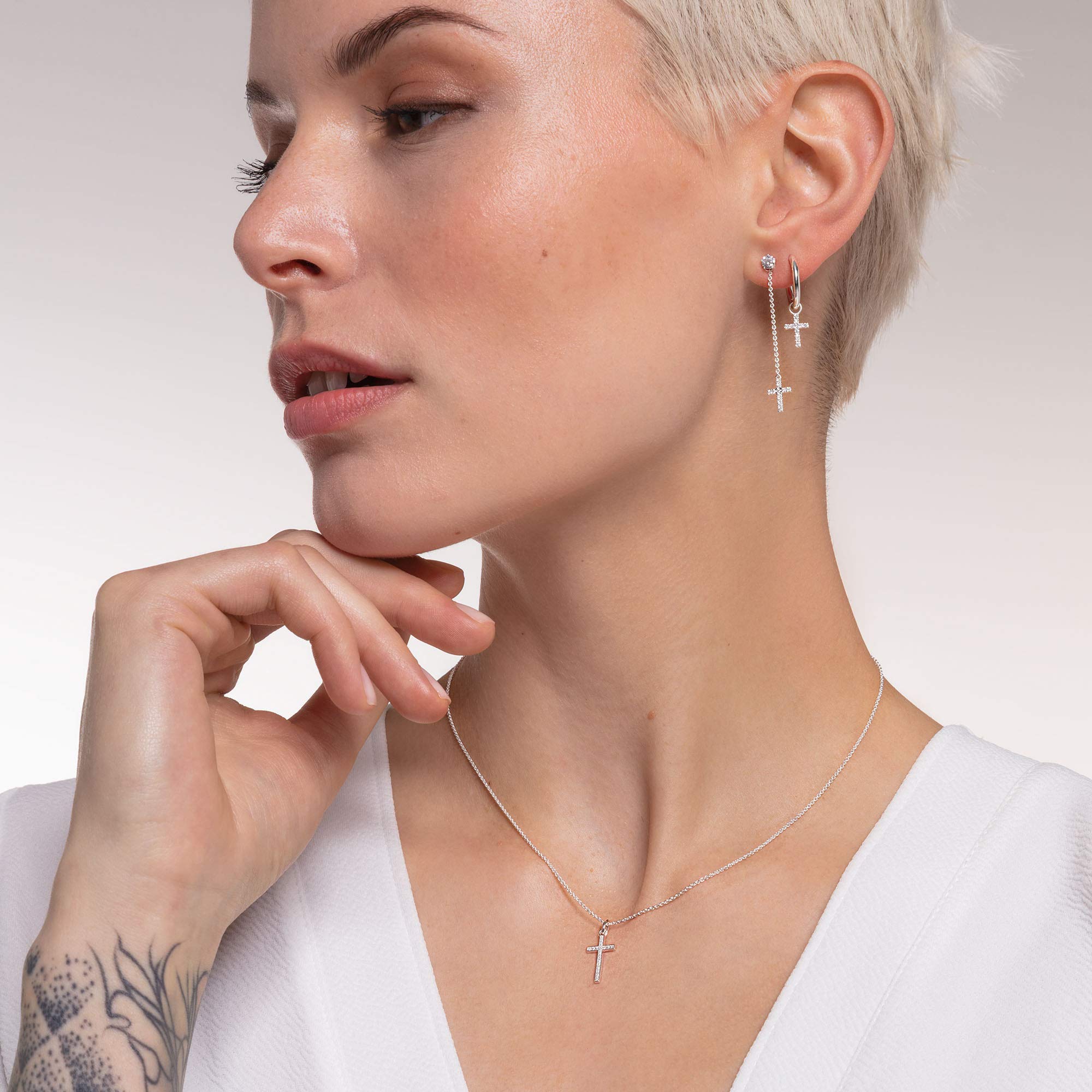 THOMAS SABO Kette Kreuz Pavé 925 Sterlingsilber