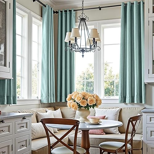 Miniatura 3 de jinchan - Cortina oscurecedora con textura de lino, de 63pulgadas de largo, con aislamiento térmico y ojales, para sala de estar y dormitorio,