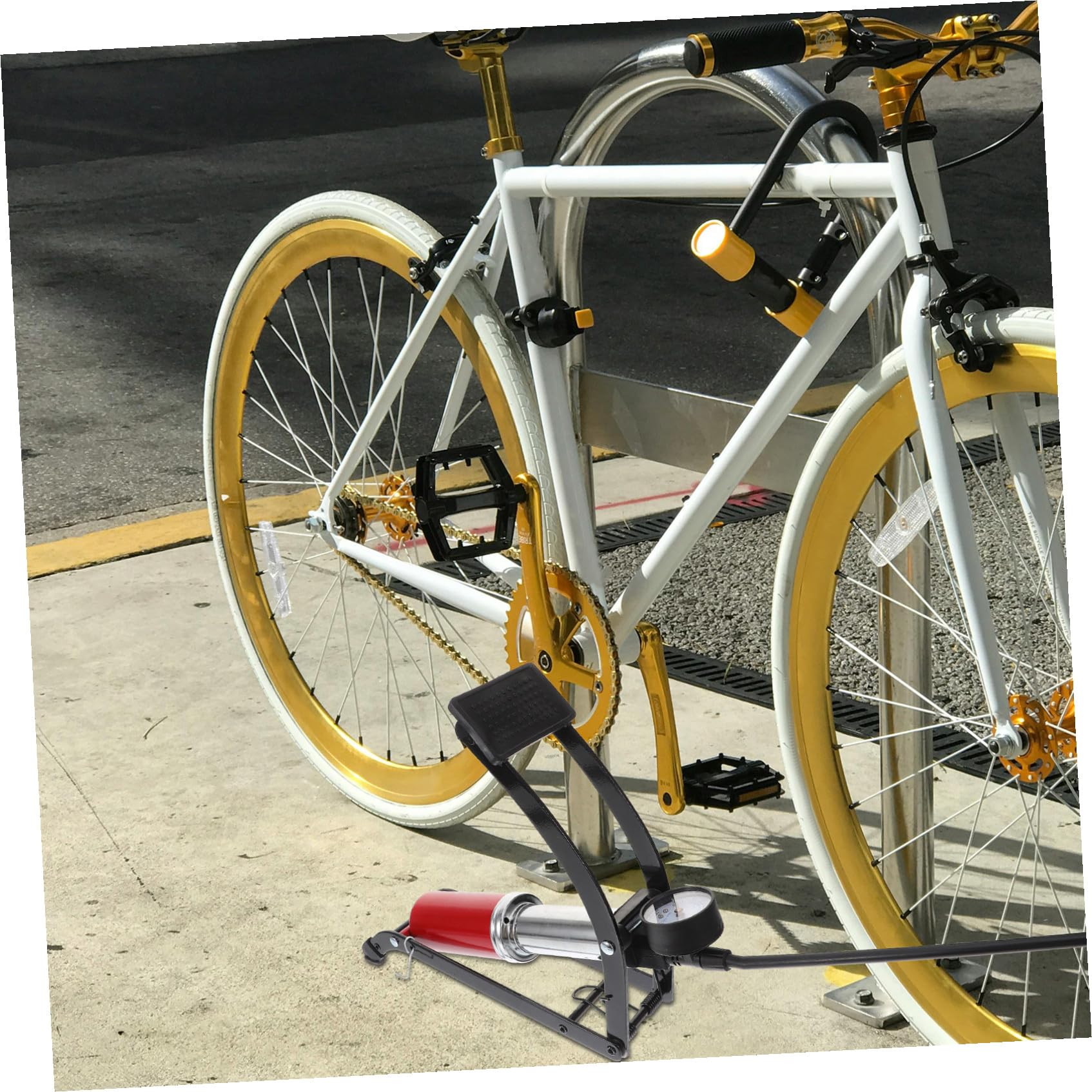 Toddmomy Fahrrad-fußpumpe Hochdruck-vertikalpumpe Für Fahrräder Und Motorräder Tragbare Reifenluftpumpe Mit Auto-fußpumpe-Funktion Für Fahrradaufpumpen