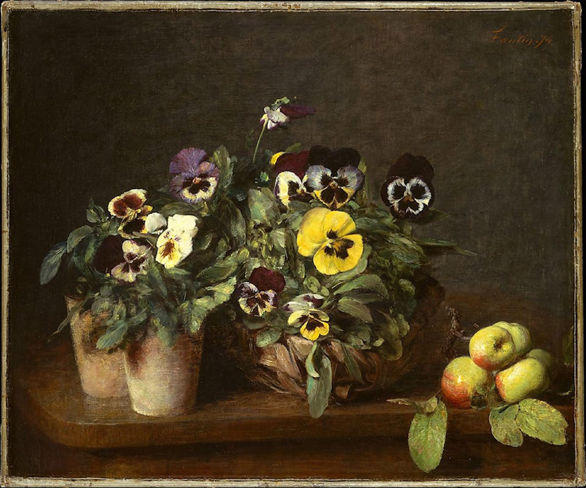 SERENDIPITP Aesthetic Poster Photo Wall Print Retro Picture Still Life with Pansies by Henri Fantin-latour Modern Wall Artwork for Home Decor 60x90cm