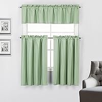 Vista 13 de Rooney - Juego de 3 cortinas opacas con respaldo térmico para ventana de cocina (rosa intenso)