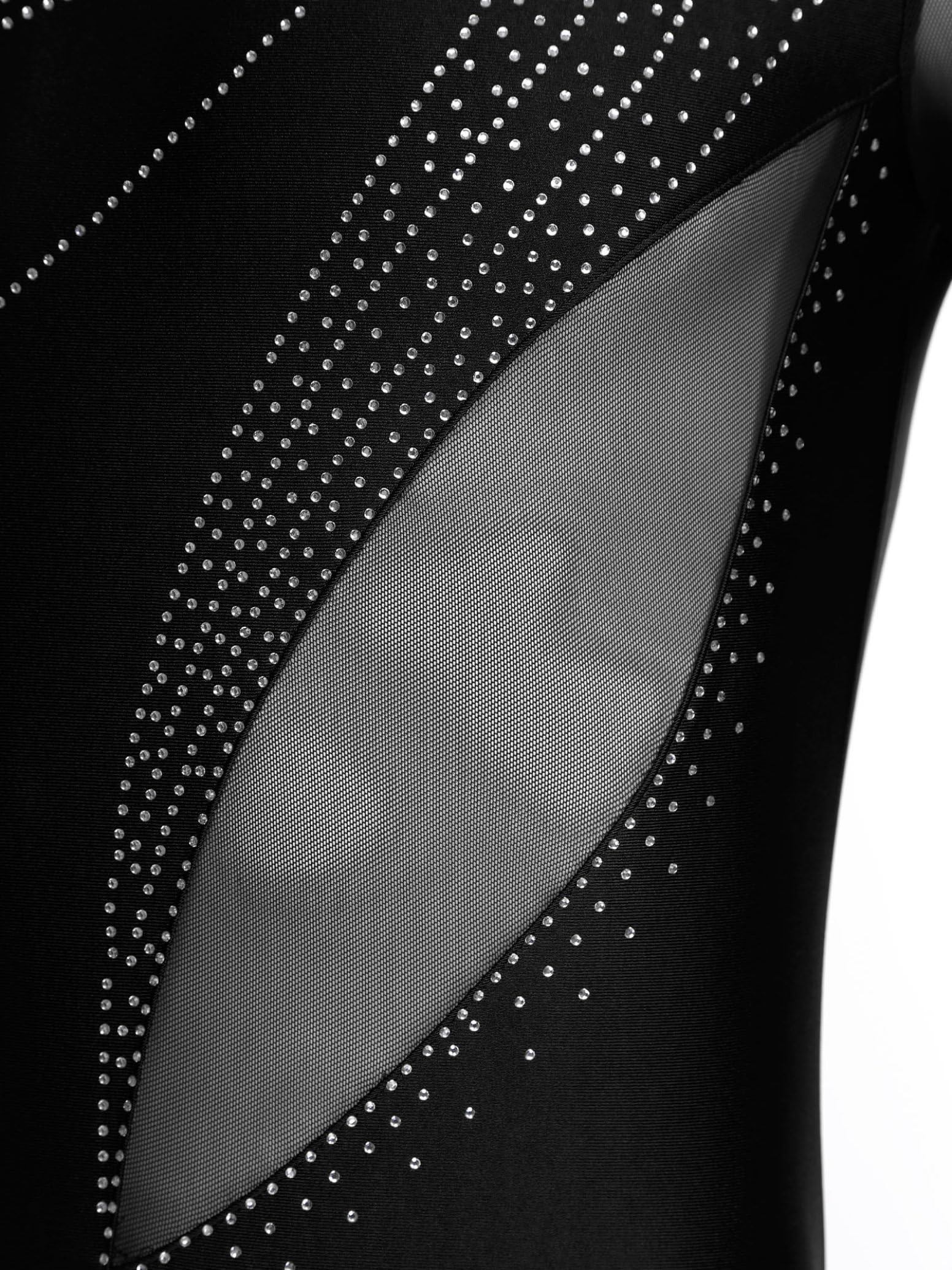 inlzdz Herren Latein Standard Tanzkostüm Hemdbody Langarm Leotard Trikot Glitzer Tanzshirt Oberteil Slim Fit Tanzkleidung