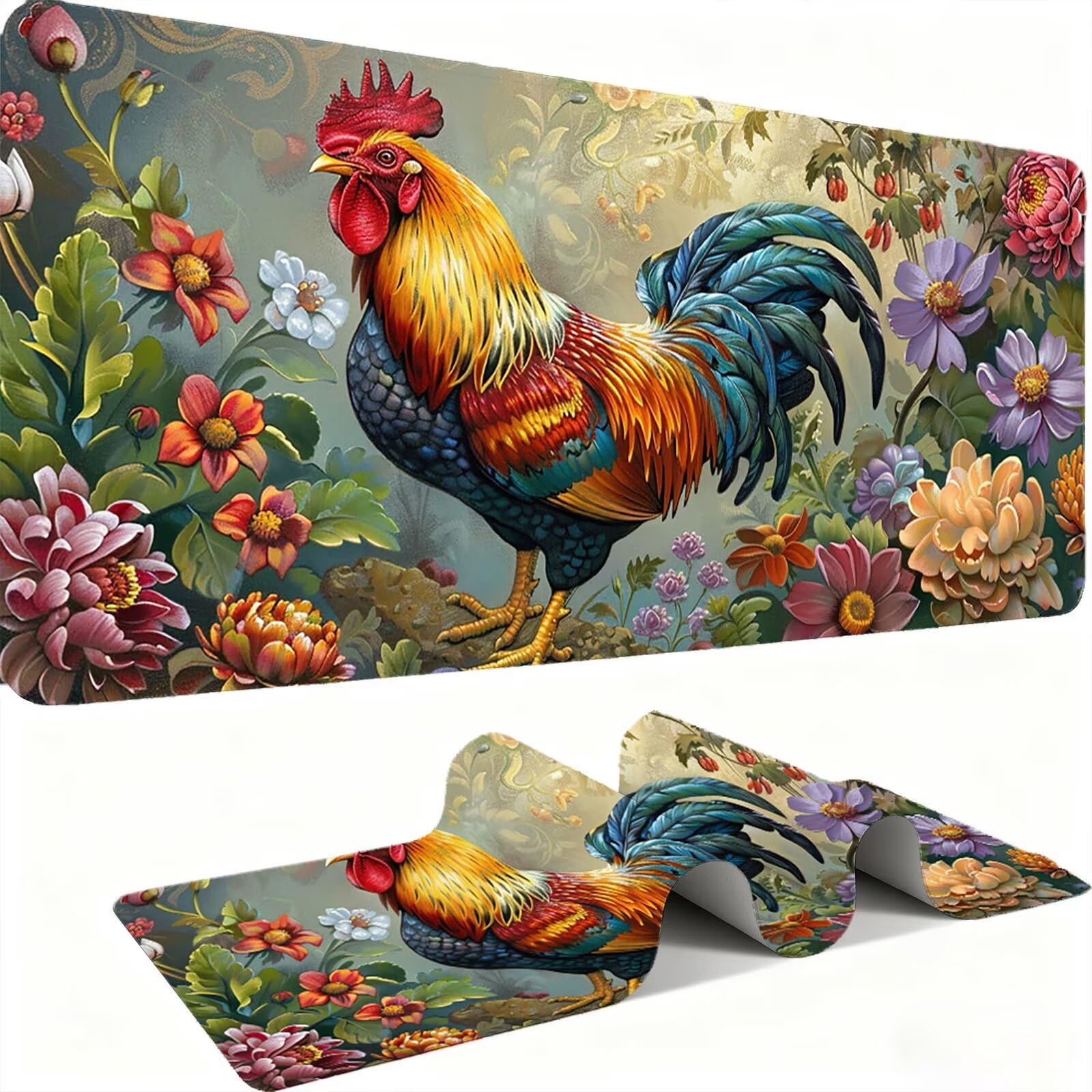Tappetino Mouse XXL 1200x600x3mm Mouse Pad Gaming, Pollo Animale, Mousepad Base Antiscivolo, Esteso Accessori Scrivania Tracciamento Ad Alta Precisione tappetino per Computer e Ufficio, PC, C0P-824