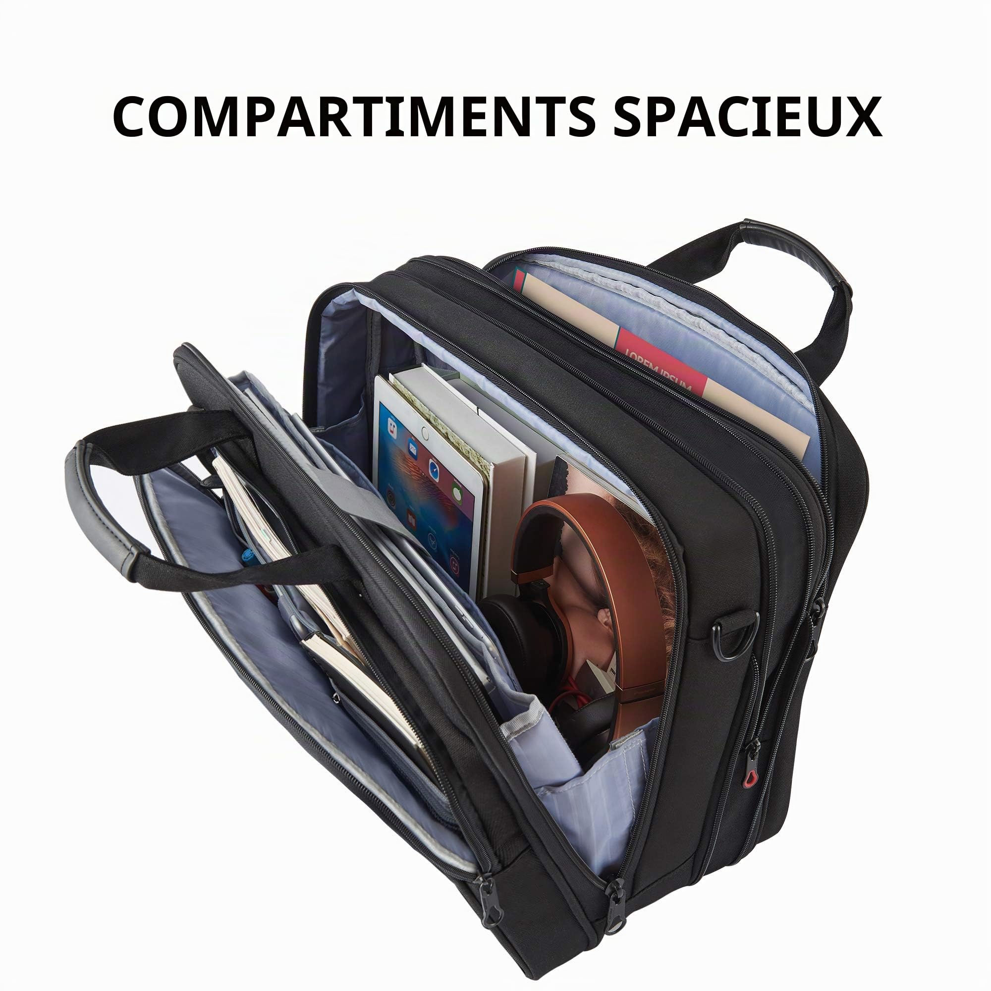 KROSER Sacoche pour Ordinateur Portable Imperméable Extensible Sac Messenger à Bandoulière pour Voyage/Affaires/École/Homme/Femme Laptop Bag