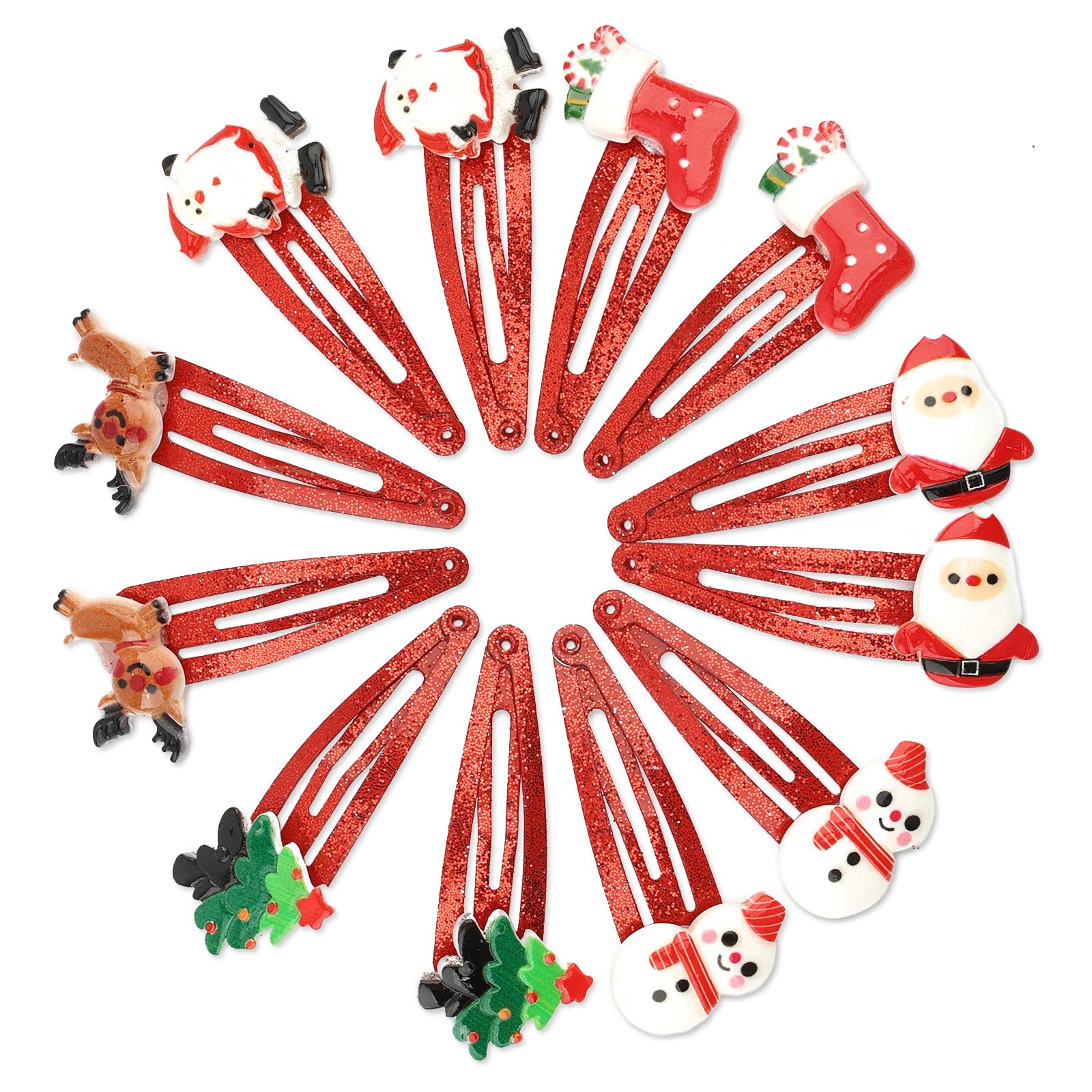 12 Stück Weihnachten Haarspangen, Weihnachts Haarschmuck Haarclips, Schneemann Weihnachtsbaum Rentier Spangen Mädchen, 6 Modelle Haarklammern für Kinder Mädchen Damen Weihnachts Deko