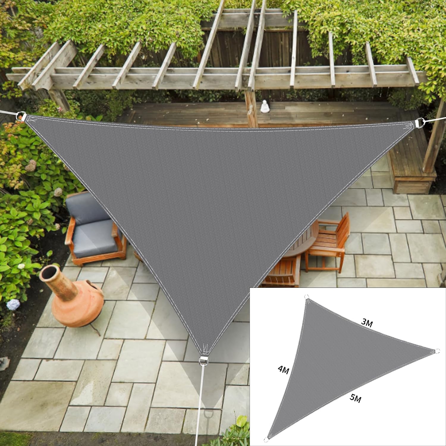 Amazon.de Sonnensegel Dreieck 3x4x5m, Sonnensegel inkl
