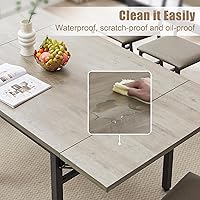 Vista 4 de Rovibek Folding Dining Table for 2-6, Drop Tables for Small Spaces, Extendable Dining Room Table, Farmhouse Kitchen Table, Rustic Wood Dining Table