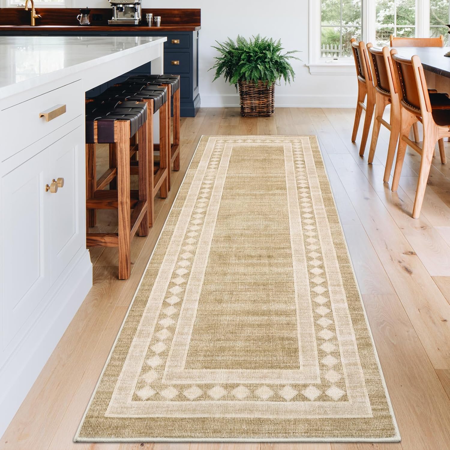 Washable Area Rugs for Living Room Modern Solid Bordered Soft Geometric Carpet - Picture 89 of 108
