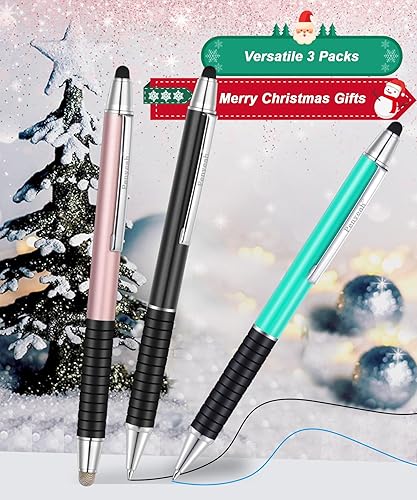 Miniatura 6 de Penyeah Bolígrafos retráctiles con punta de lápiz capacitivo (paquete de 3), lápiz capacitivo de metal para pantalla táctil, tableta Android,