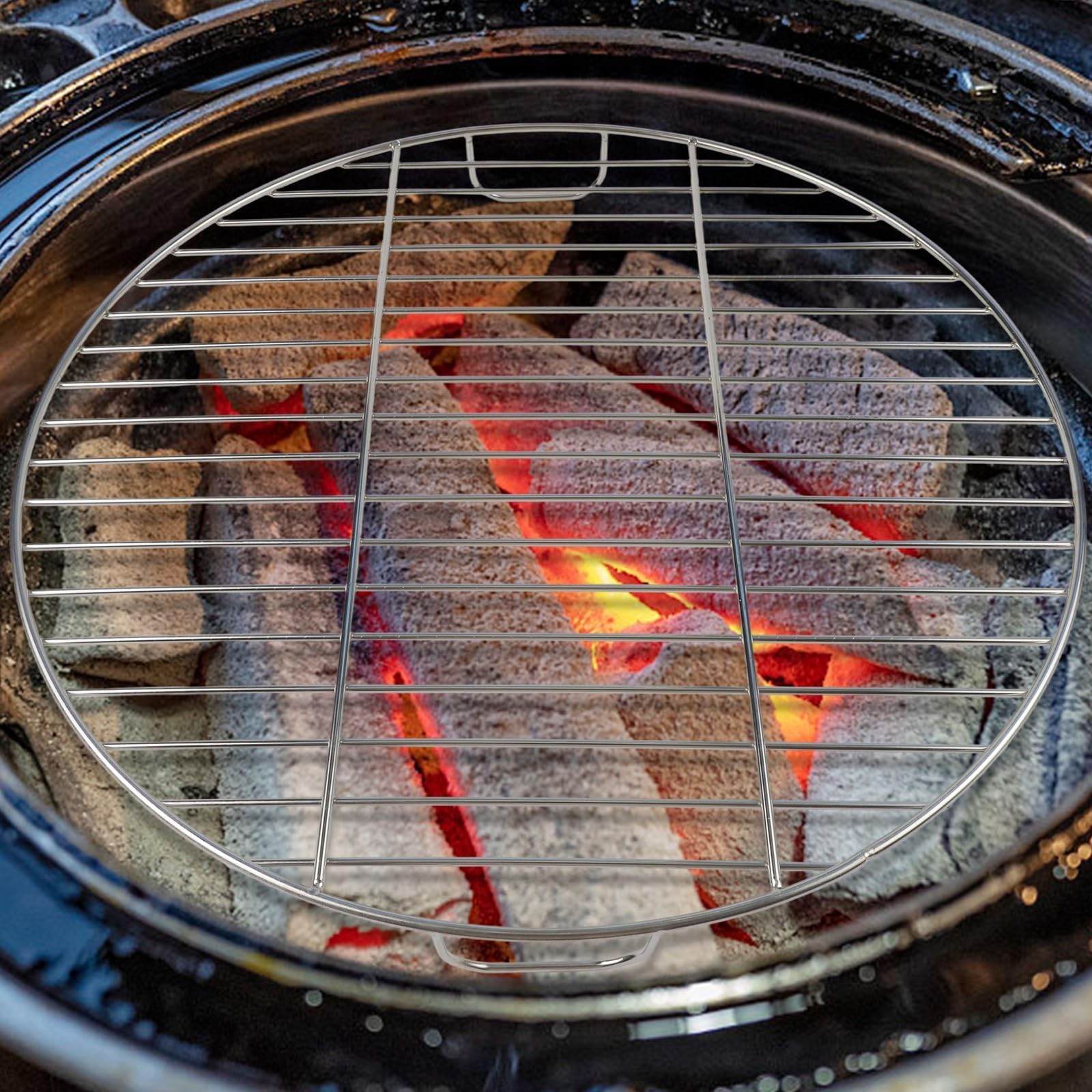 Okrągły ruszt grillowy ze stali nierdzewnej z uchwytem do grilla na węgiel drzewny, wytrzymałe akcesoria do gotowania na świeżym powietrzu, idealny na kemping i grillowanie na podwórku