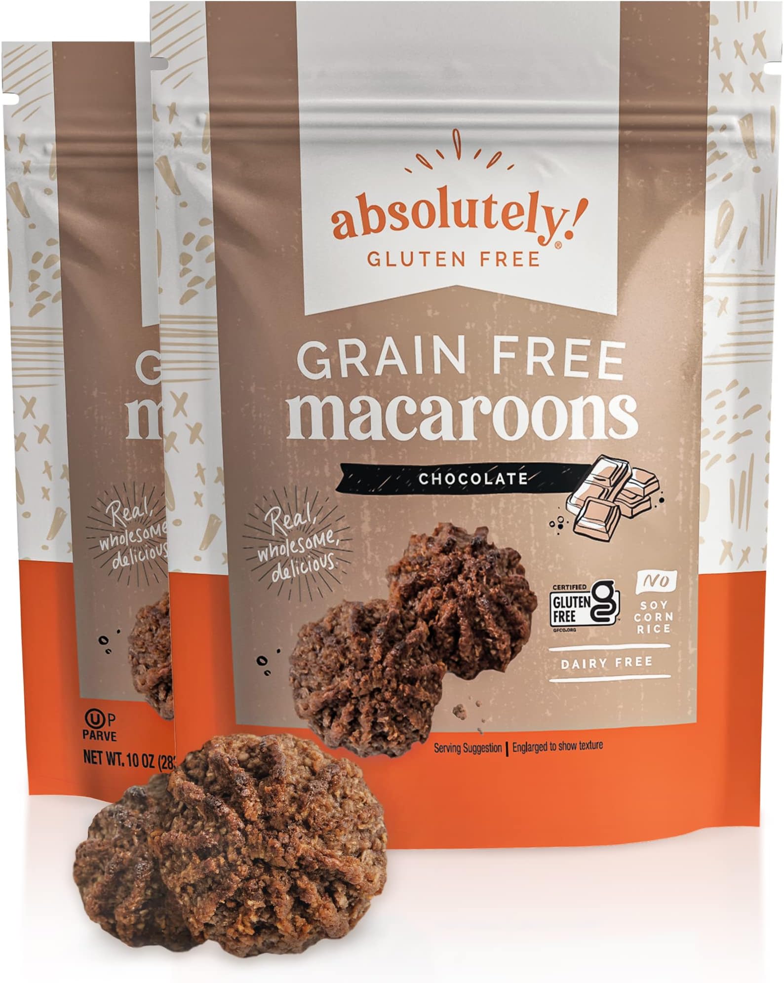Absolutely Gluten Free Coconut Macaroons With Chocolate Drizzle, Grain Free, 10 Ounces (Pack Of 2)