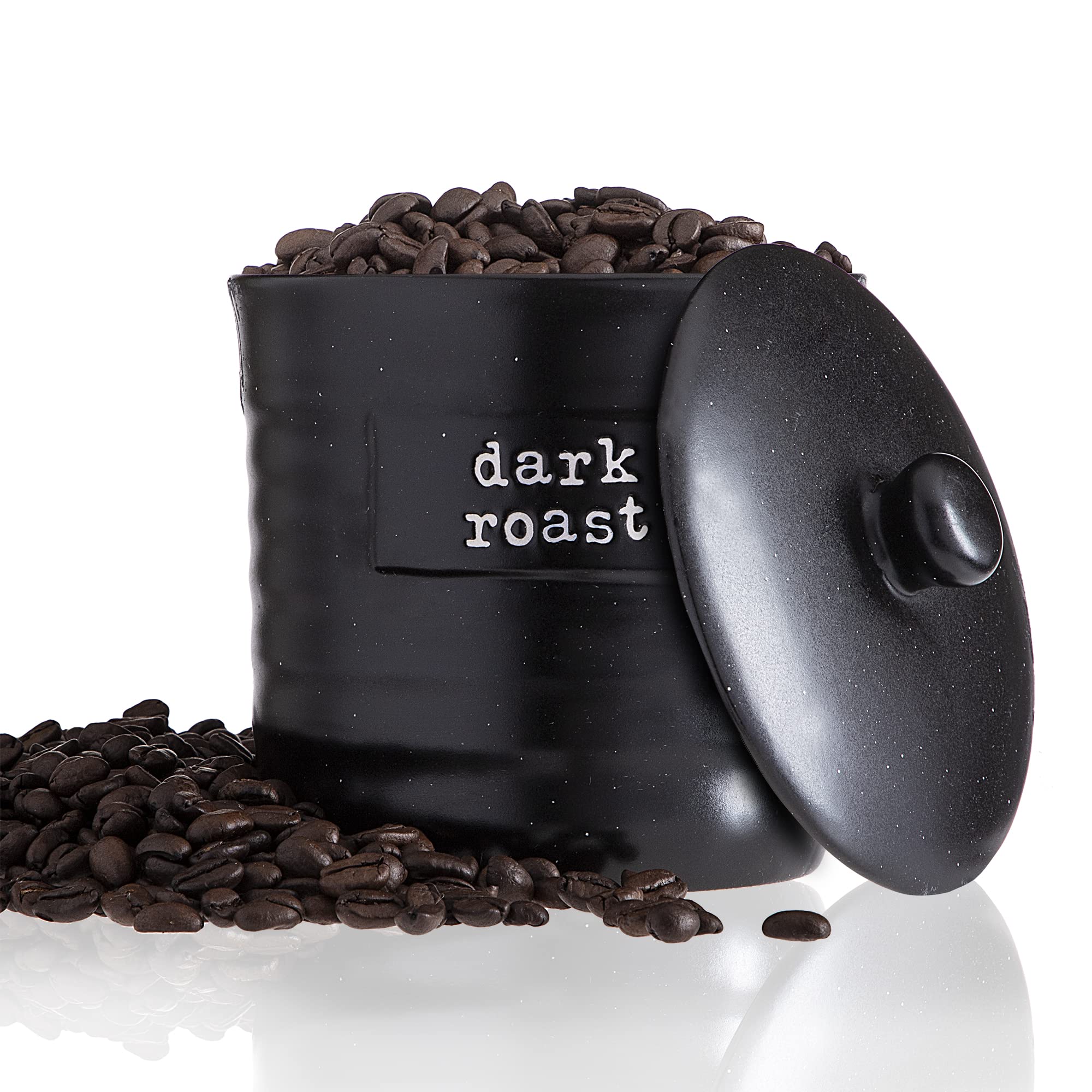 Sheffield Home Dark Roast Coffee Kitchen Canister- Ceramic Countertop Storage Canister with Lid, Coffee Container Labeled Dark Roast, Kitchen Organization Accessories