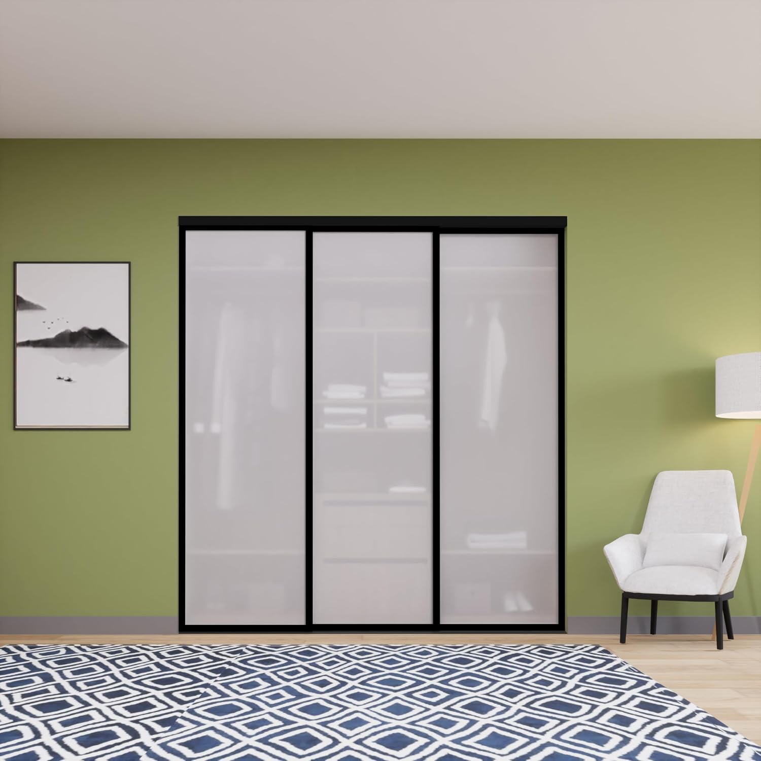 The Sliding Door Co. 3-Panel Frosted Glass Sliding Closet Doors with